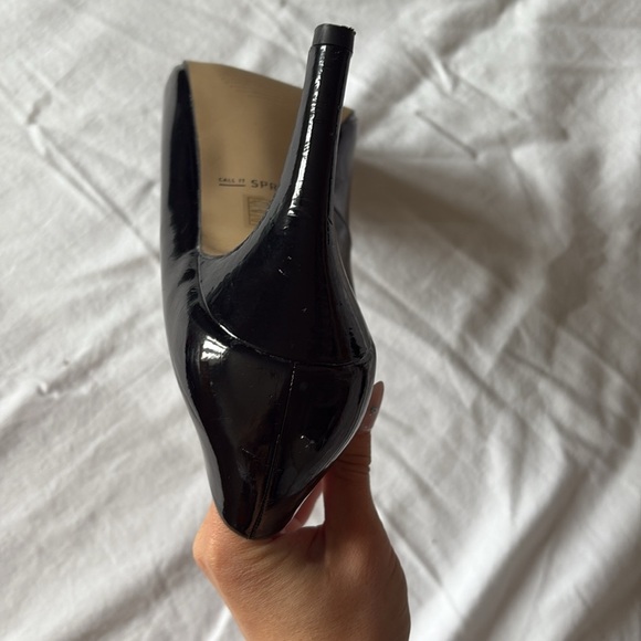 Call It Spring Black Patent Peep Toe Heels | Classic High Heel Pump Size 8 - Picture 6 of 10